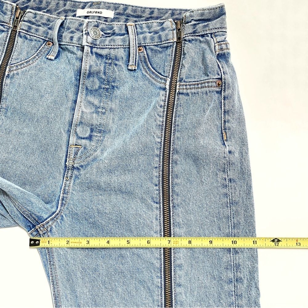 GRLFRND long leg zipper down the line ANDREA straight leg high rise BLUE JEANS - Picture 14 of 14